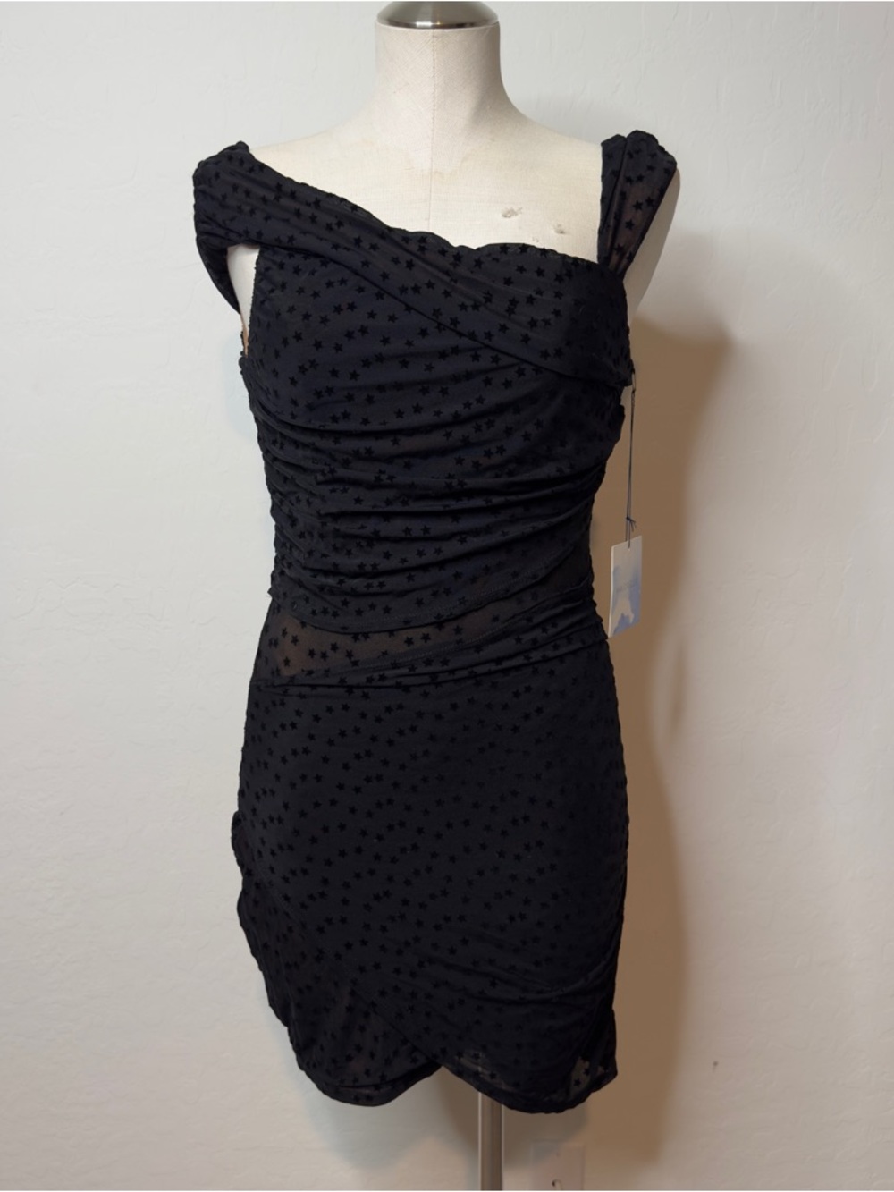 MAJORELLE Black One-Shoulder Star-Detail Cocktail Dress